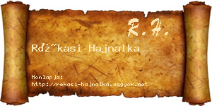 Rékasi Hajnalka névjegykártya